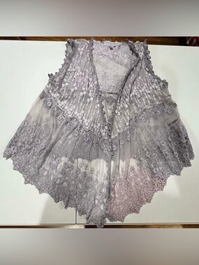 Pretty Angel Purple Lace Blouse See Through Cardigan Silk Blend Women’s Size S